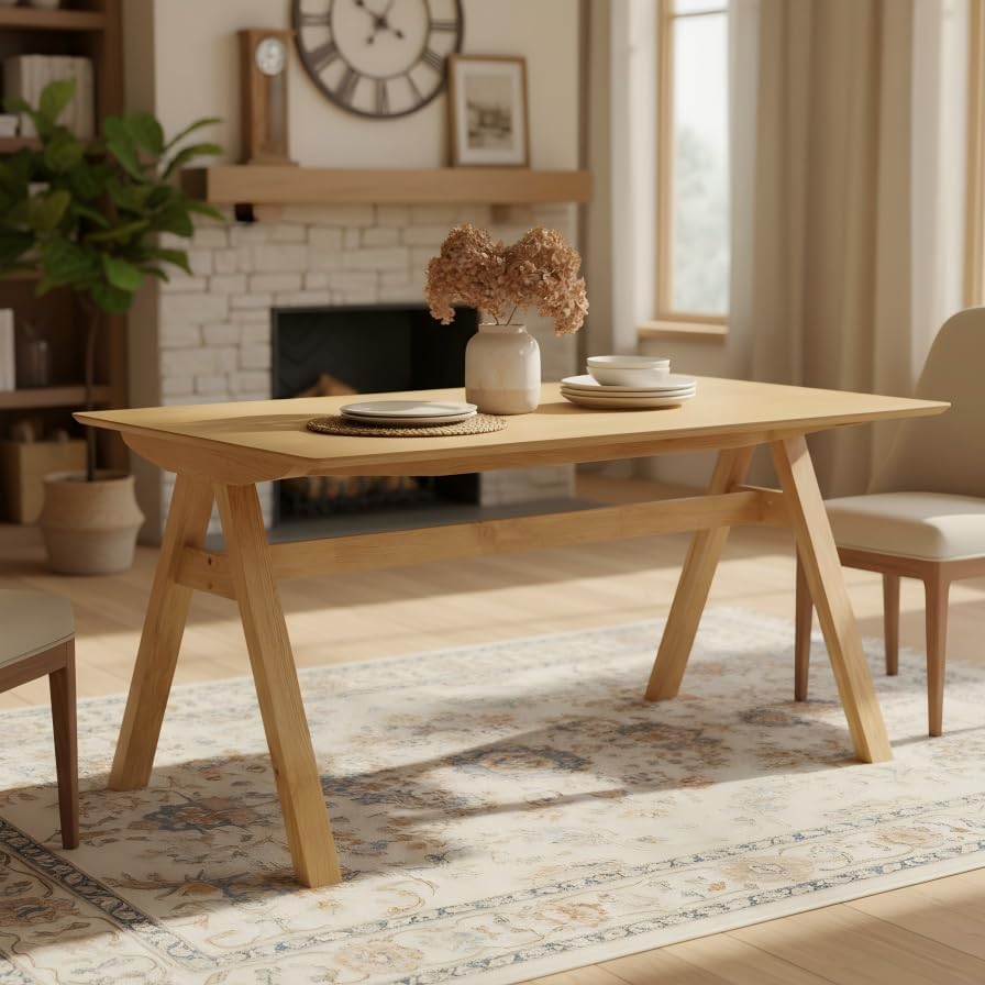 Amazon.com - DUOMAY Wooden Dining Table, Square 59" Wide Kitchen Table ...