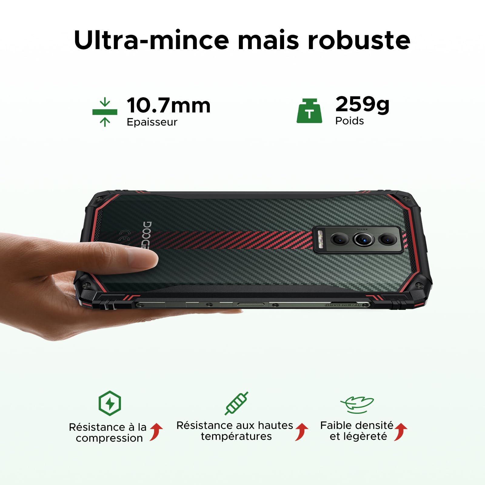 BLADE10-E Telephone Portable Incassable Android 15, 24Go + 128Go/TF 2To, 6150 mAh, 6,56" HD+ IPS Smartphone Incassable, 16MP+8MP UNISOC T7250 IP68/IP69K/NFC/Face ID/3 Fentes pour Cartes