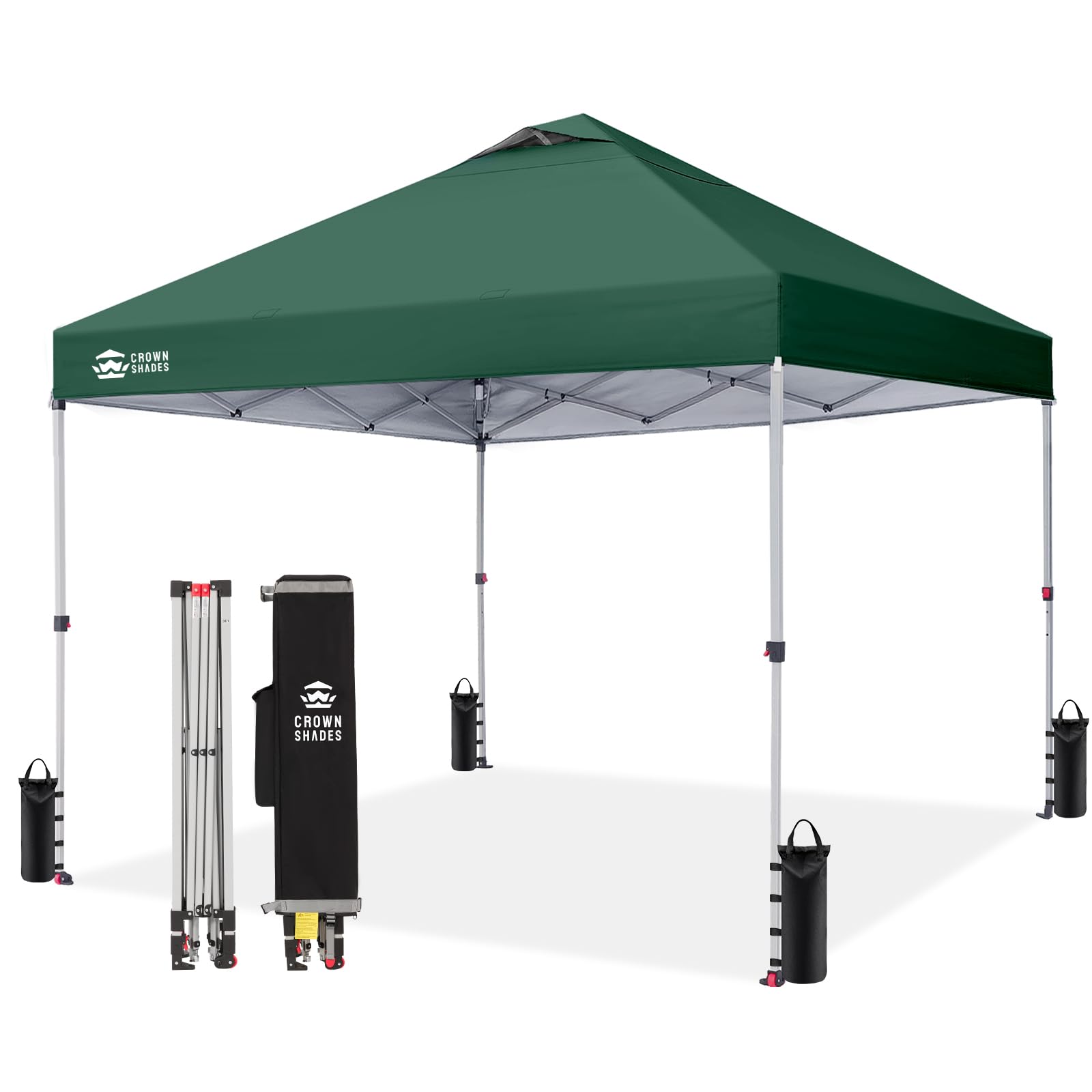 CROWN SHADES Pop Up Gazebo 3m x 3m, CenterLok One Push Instant Pop Up Outdoor Canopy Tent, Heavy Duty Gazebo with Carry Bag, Bonus 8 Stakes and 4 Ropes, Green — image 1