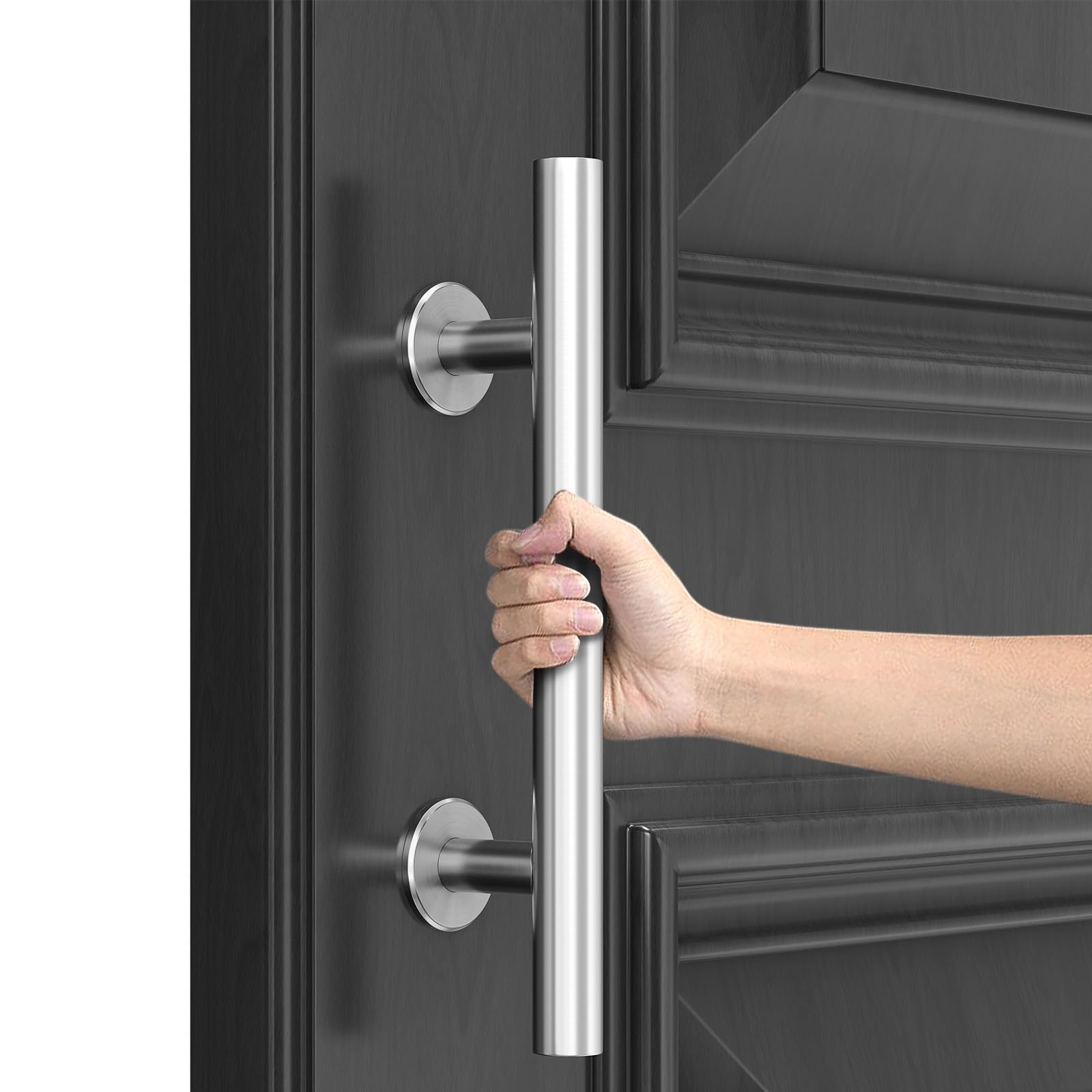 12" Barn Door Handle Set Stainless Steel Large Rustic Two-Side Design, for Gates Garages Sheds Furniture Silver