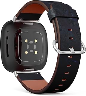 CJBROES Replacement Leather Watch Band, Compatible with Fitbit Versa 3 and Fitbit Sense of Wristband Bracelet Accessory - Blue Wave