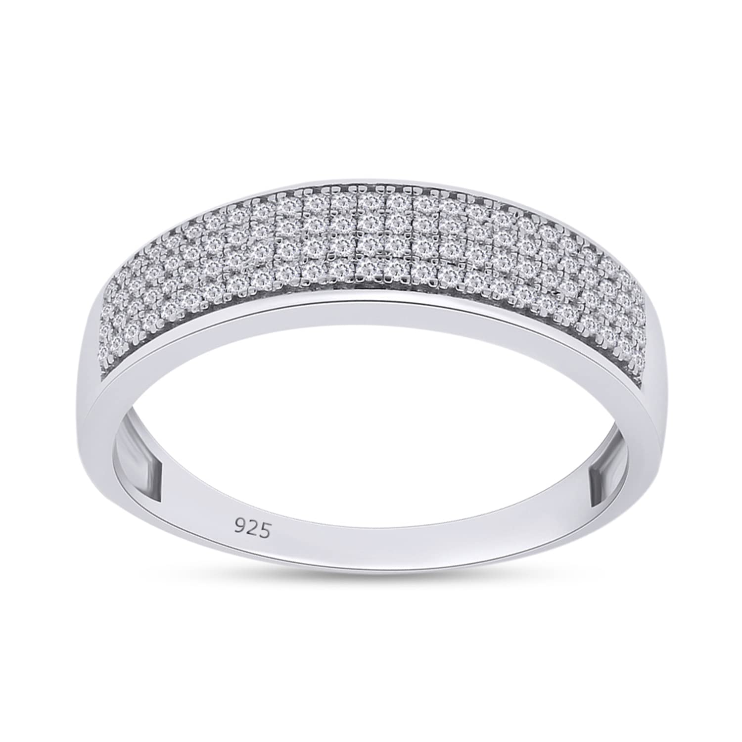 SAVEARTH DIAMONDS 0.33 Carat Lab Created Moissanite Engagement Ring Set - Men's & Women's Trio In 925 Sterling Silver