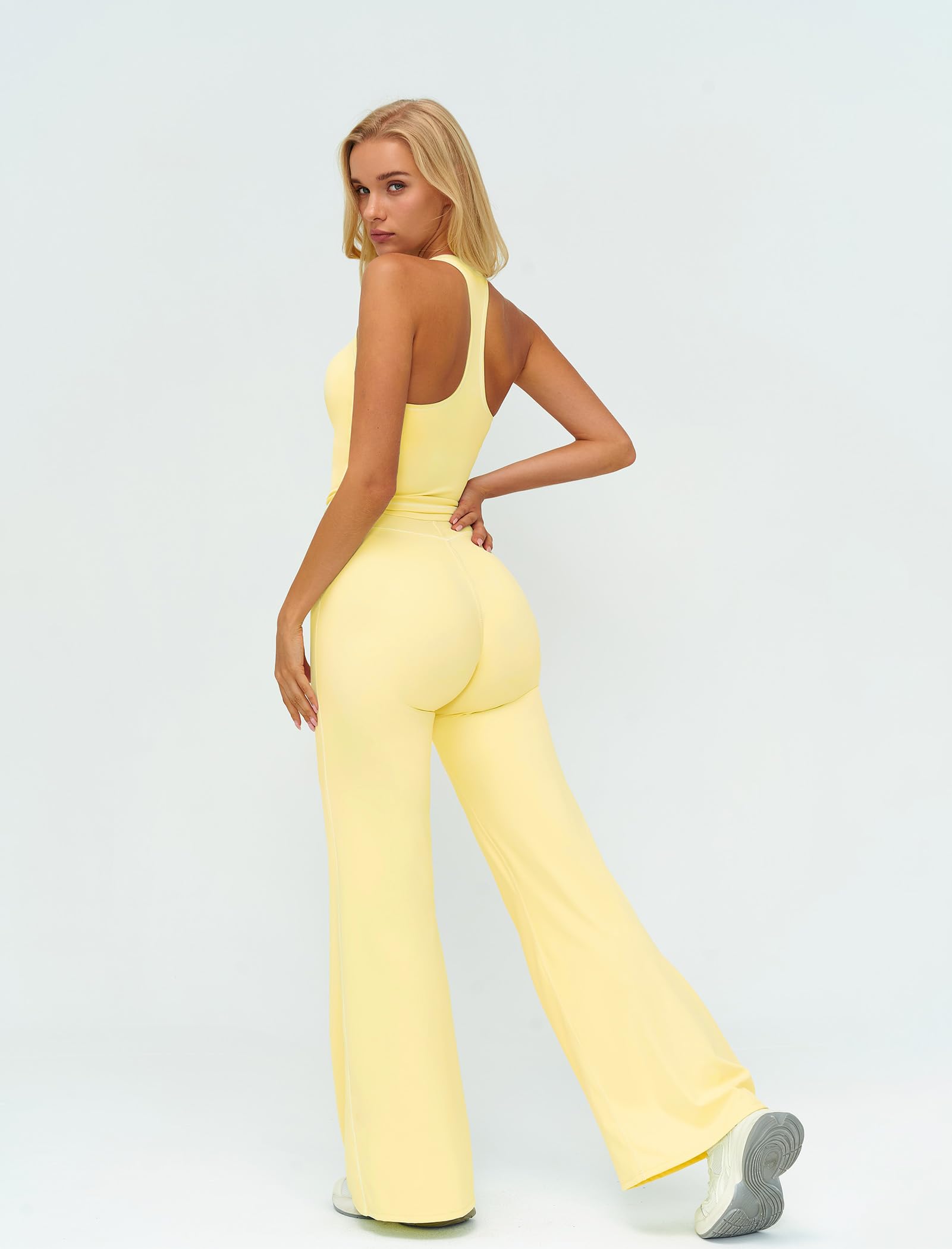 IDOPIP Set sportivo da donna in due pezzi: set da palestra con canottiera Racerback e pantaloni da yoga con gamba dritta, tuta sportiva per fitness, yoga, pilates, allenamento