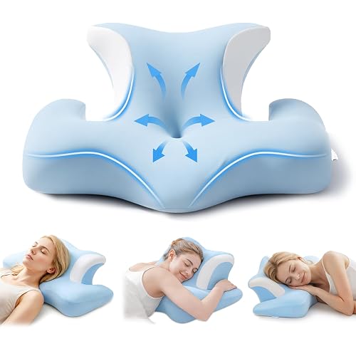 COSYLAND Almofada cervical e pescoço ergonómico para dormir de lado, boca acima ou abaixo, espuma vi