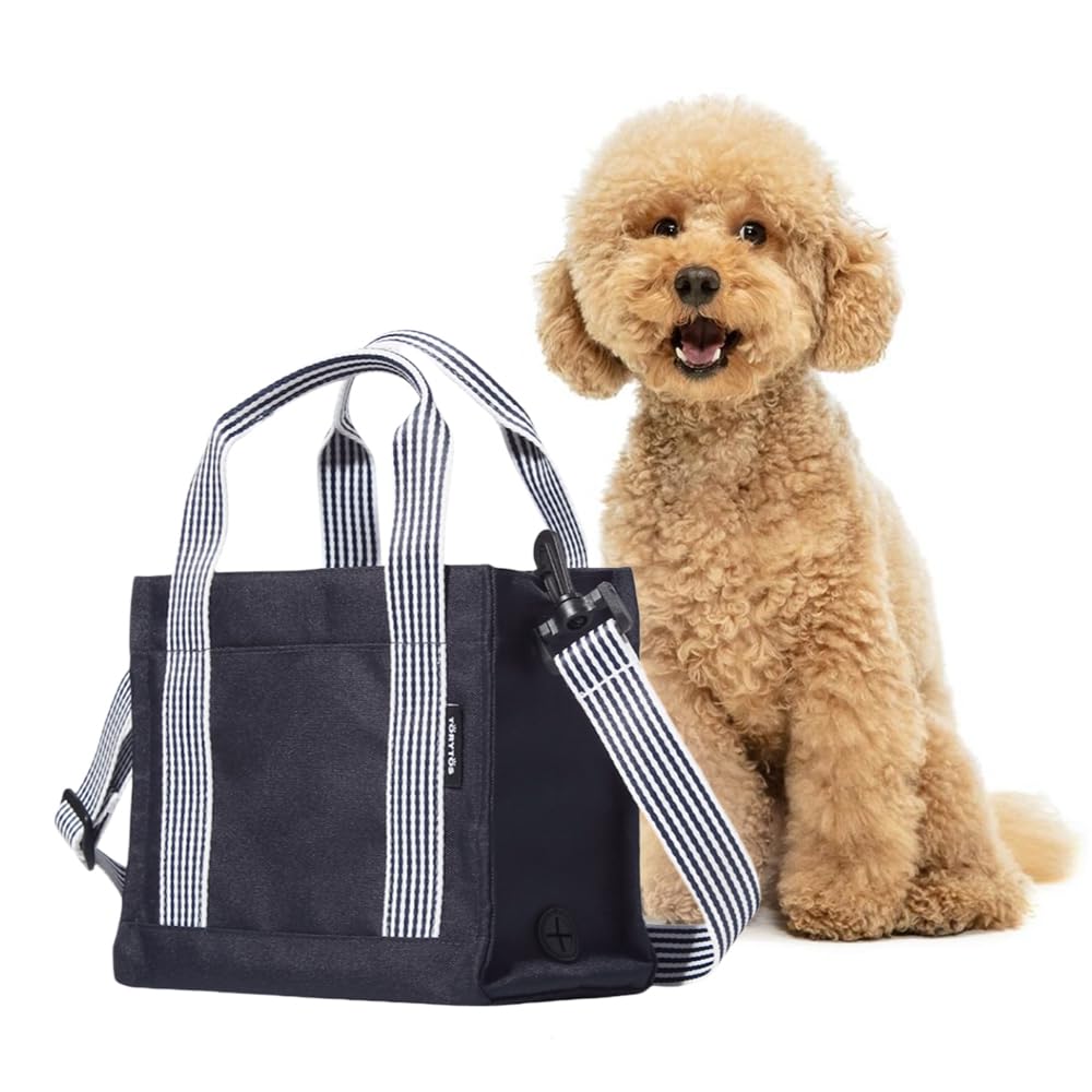 Torytos Dog Walking Bag Crossbody Tote and Dog Treat Pouch with Built-in Poop Bag Dispenser (Navy)