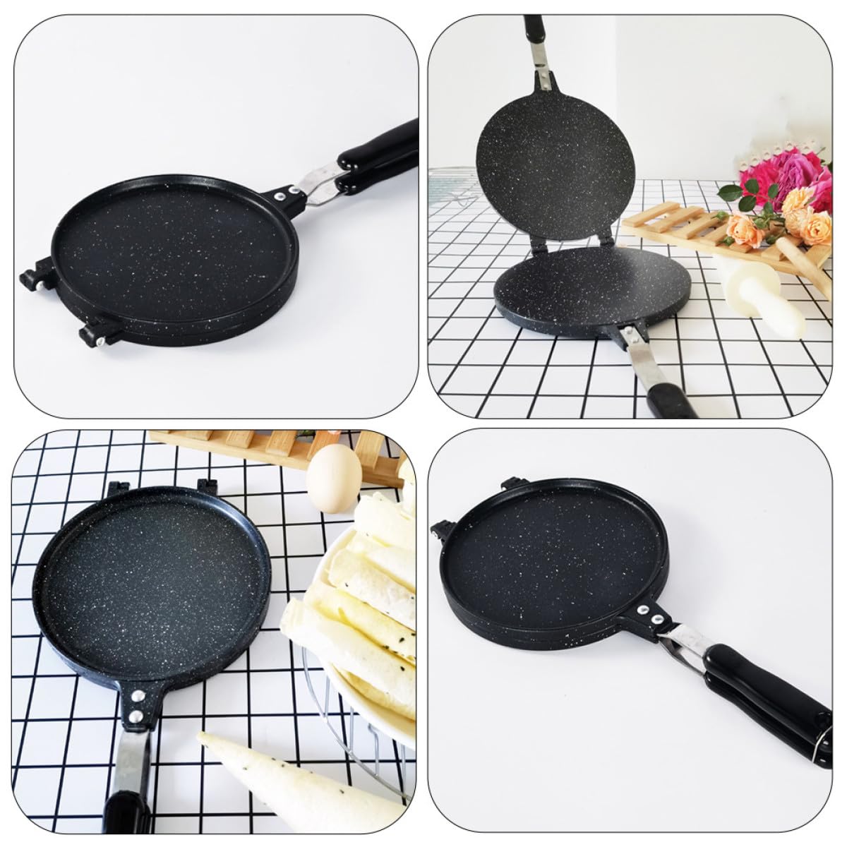Toyvian Macchina per Pancake Cone in Lega di Alluminio Nera, Antiaderente | Uso Domestico e Negozio, Struttura Multifunzione, Formato Rotondo per Preparazioni da Forno