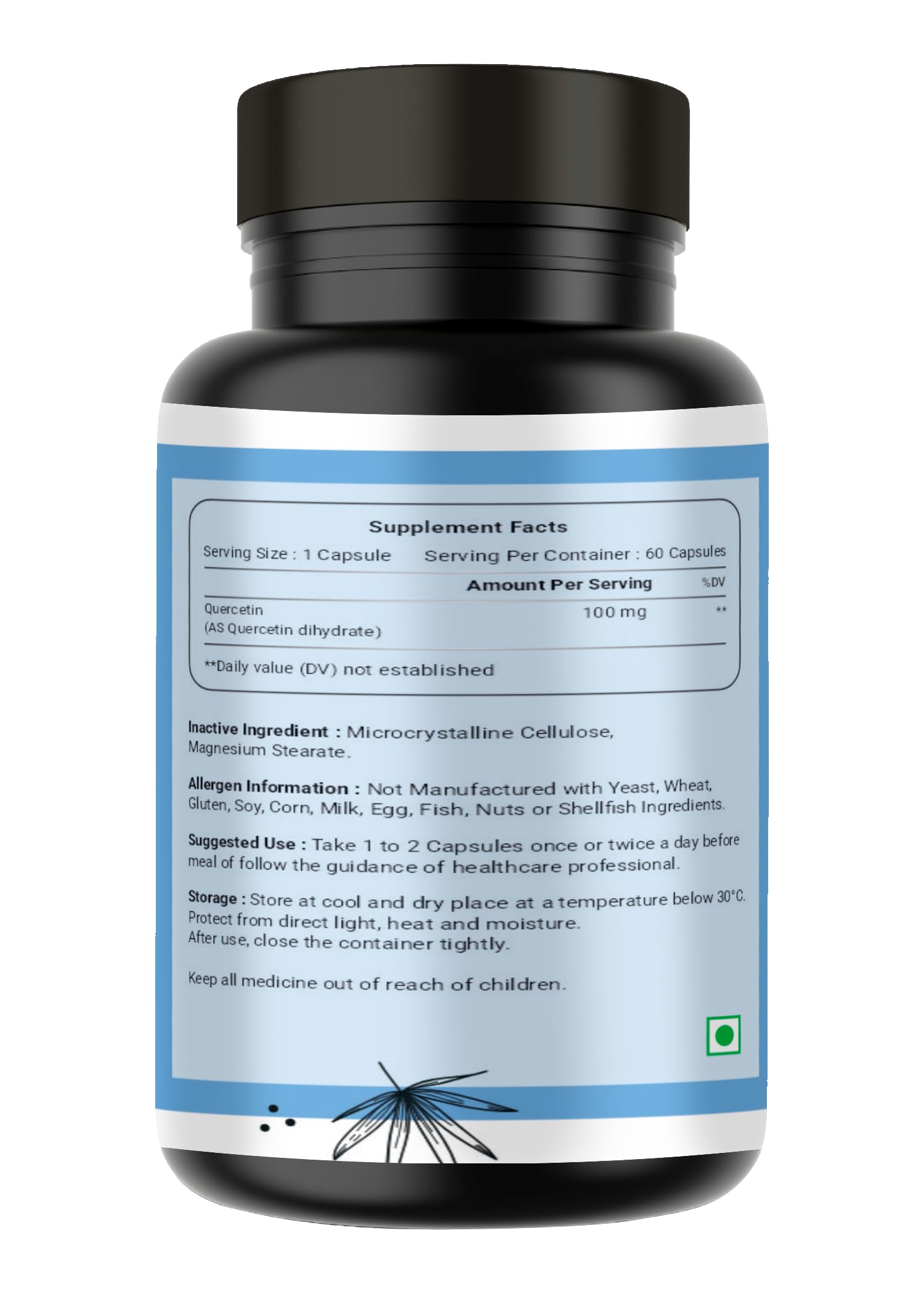 OBSIDIAN NUTRACEUTICALS | Quercetin 100 mg, 60 Vegetarian Capsules | Pure Bioflavonoid Antioxidant Supplement, Immune Support, Cellular Health |