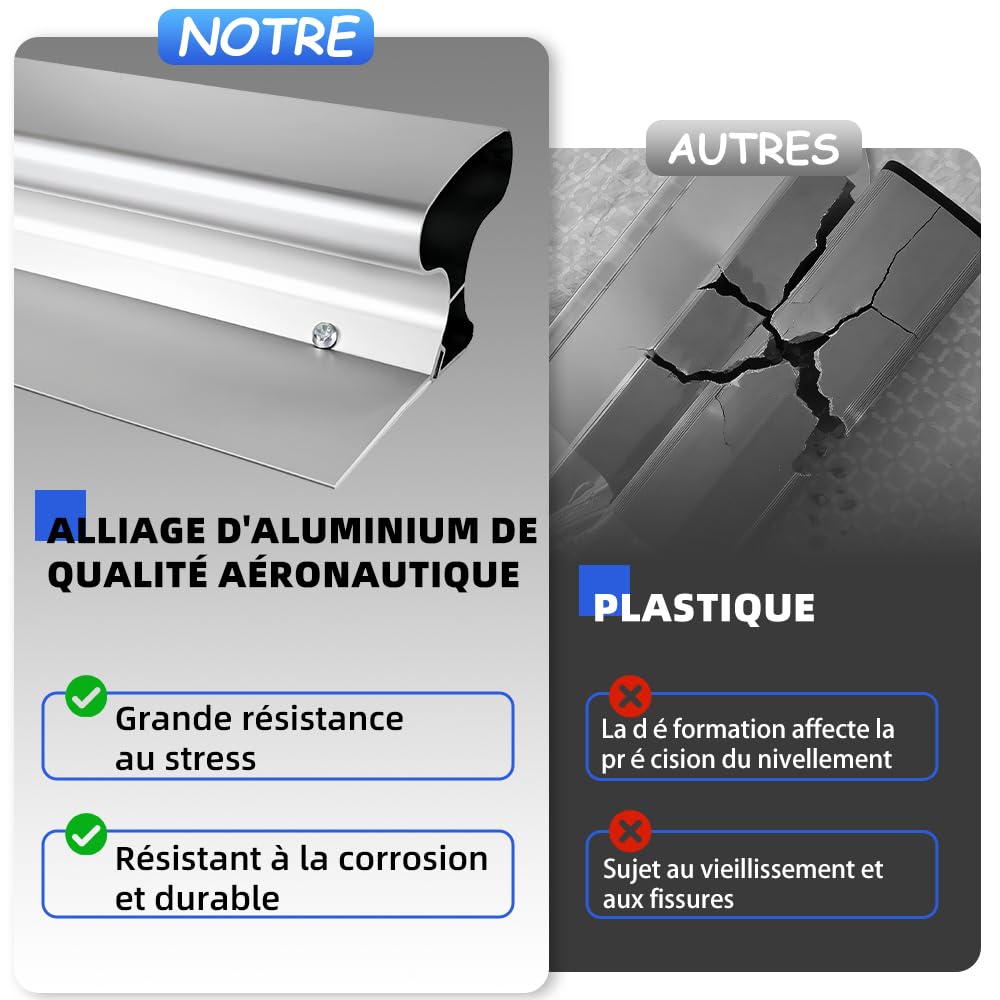 VKE Set Couteau a Enduiret 30/50/80cm avec Lame Interchangeable et Mallette | Poignée en Alliage d'Aluminium avec Perche Télescopique 2,1 m et Brosse à rouleau pour le Crépissage des Murs et Des plafonds