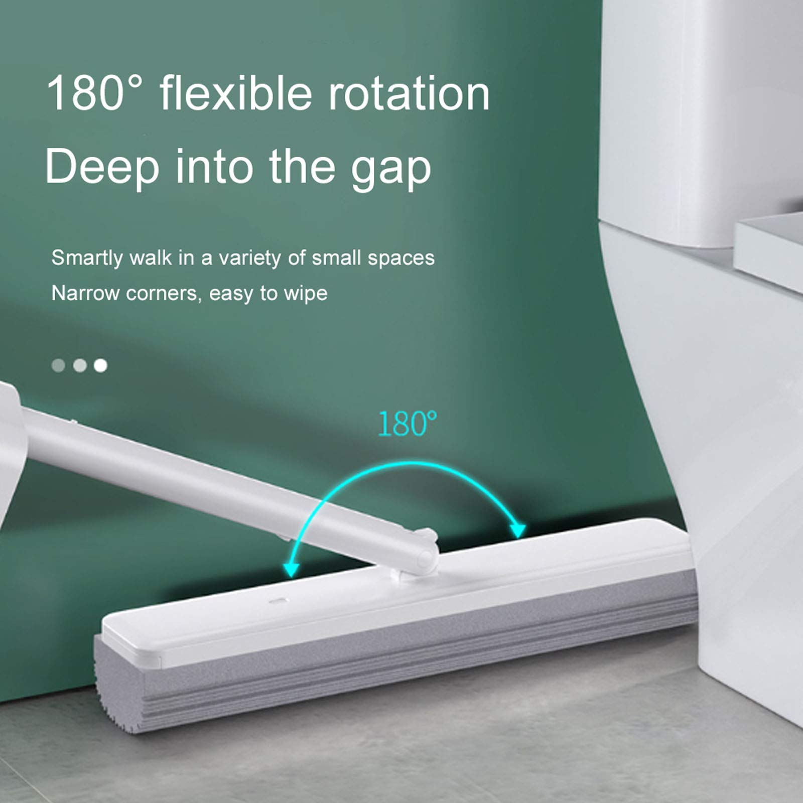 Algodón Caucho Fregona, Esponja De MOP Puede Ser Ajustable 180 °, Manos Libres Squeeze Fregona Del Hogar Con Sustitución De La Cabeza, Reutilizables Mopa De Microfibra Para Limpieza Del Piso,Caqui