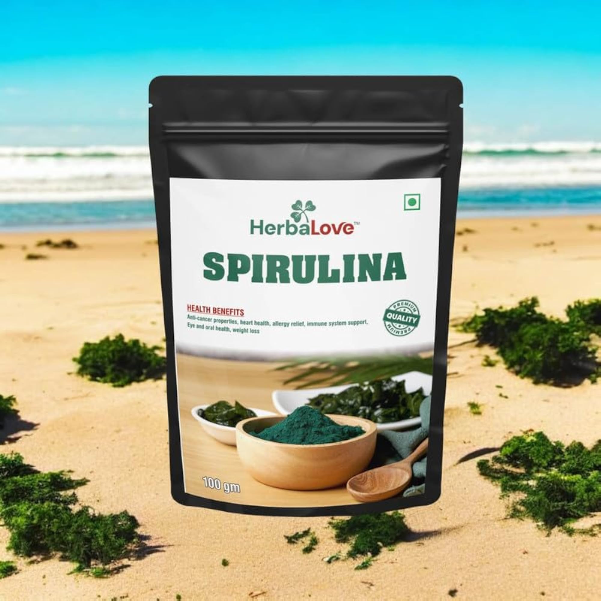 HERBALOVE 100% Spirulina Powder for Wellness