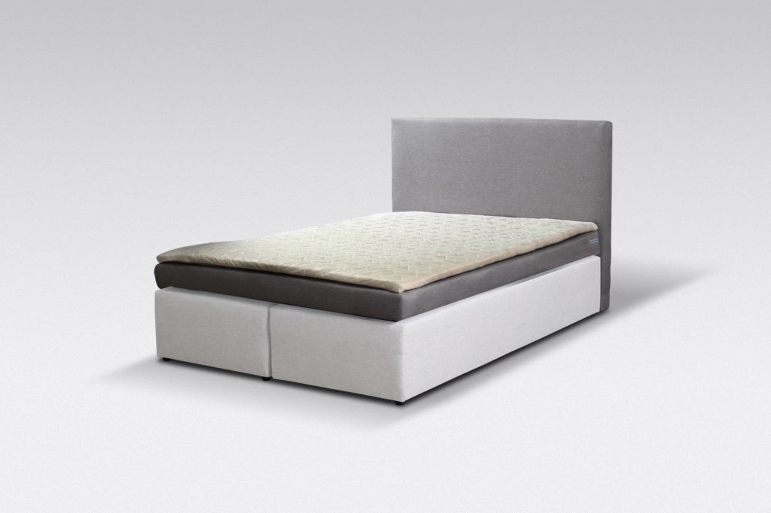 Kuechen-preisbombe Boxspringbett Hotelbett 140x200 Bonellfederkern Bett Topper Paxos 3 Grau Weiß