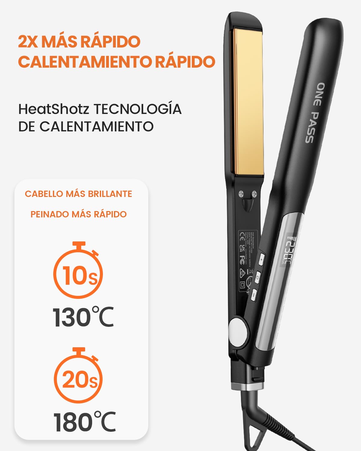 Faszin Planchas del Pelo 2 en 1, Calienta en 20s Plancha Pelo, de Titanio con Iones Plancha de Pelo, Pantalla LCD Clara, Ideal para Alisar, Rizar y crear Ondas (Negro)