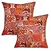 Stylo Culture Étnico Algodón Cojines para Sofas Modernos 60 x 60 cm 60 x 60 cm Naranja Tradicional Decorativo Trabajo De Parche Resumen 24 x 24Inch Floral Cuadrado Fundas De Almohada Conjunto De 2