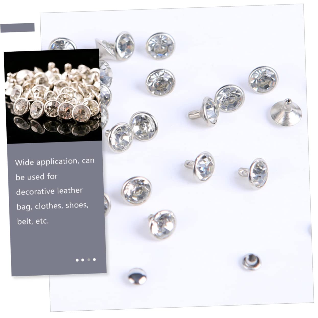 NUOBESTY 600 Juegos remaches de diamante tacos para ropa remaches para metal decoración remache artesanal de cuero tachuelas de reparación de artesanías de cuero remachadora Decorar