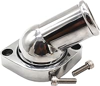 Vista 1 de Carcasa de termostato de cuello de agua giratoria pulida de 45° compatible con motor Chevrolet LS LS1 LS2 LS7