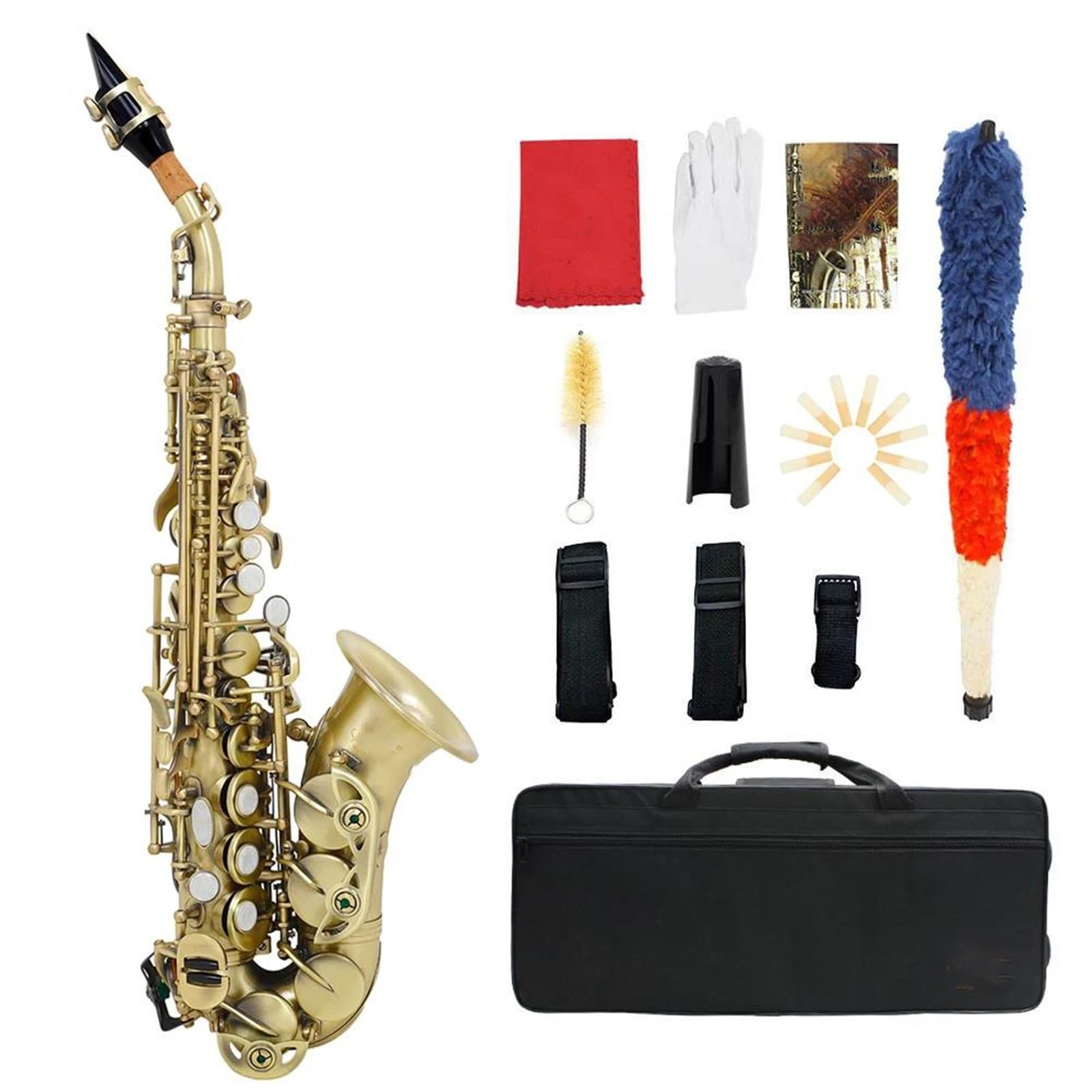 Zestaw Instrumentów Dętych Drewnianych Bb Soprano Saxophone Brass Z Futerałem Pasek Na Stroiki Akcesoria Profesjonalny Instrument Dęty Drewniany Saksofon