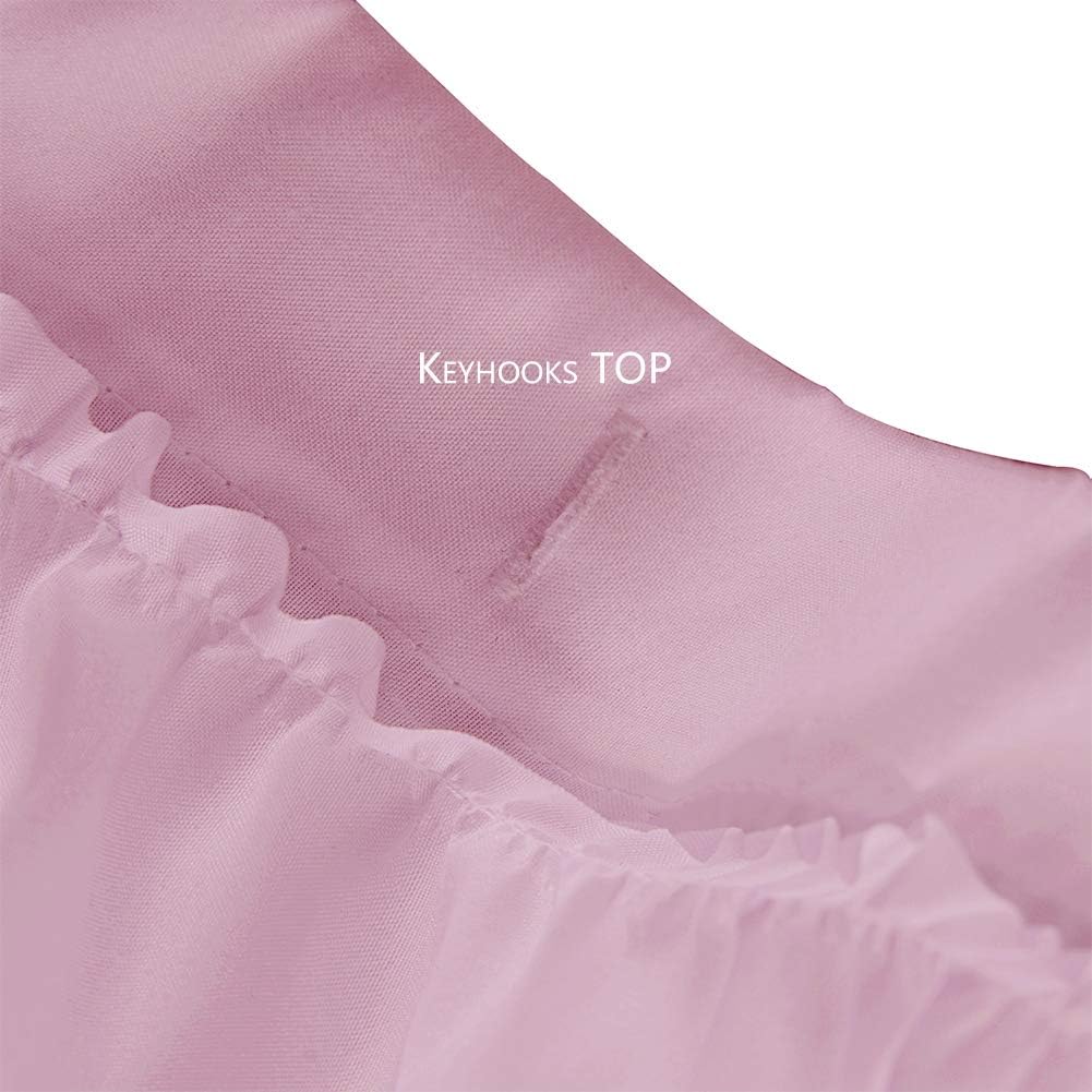 Pink Ruffle Shower Curtain - Farmhouse Ruffled Fabric for Bathroom 72 inches x 72 inch