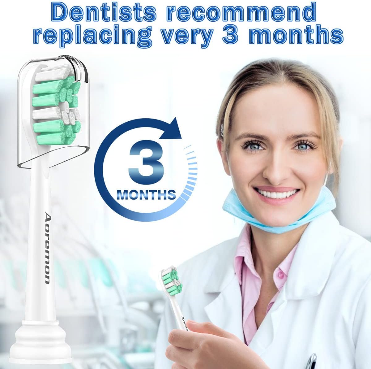 Aoremon Replacement Toothbrush Heads for Philips Sonicare - Replacement Brush Heads Compatible with Sonicare HX9023/65 and Other Sonicare Snap-on Electric Toothbrush（White)