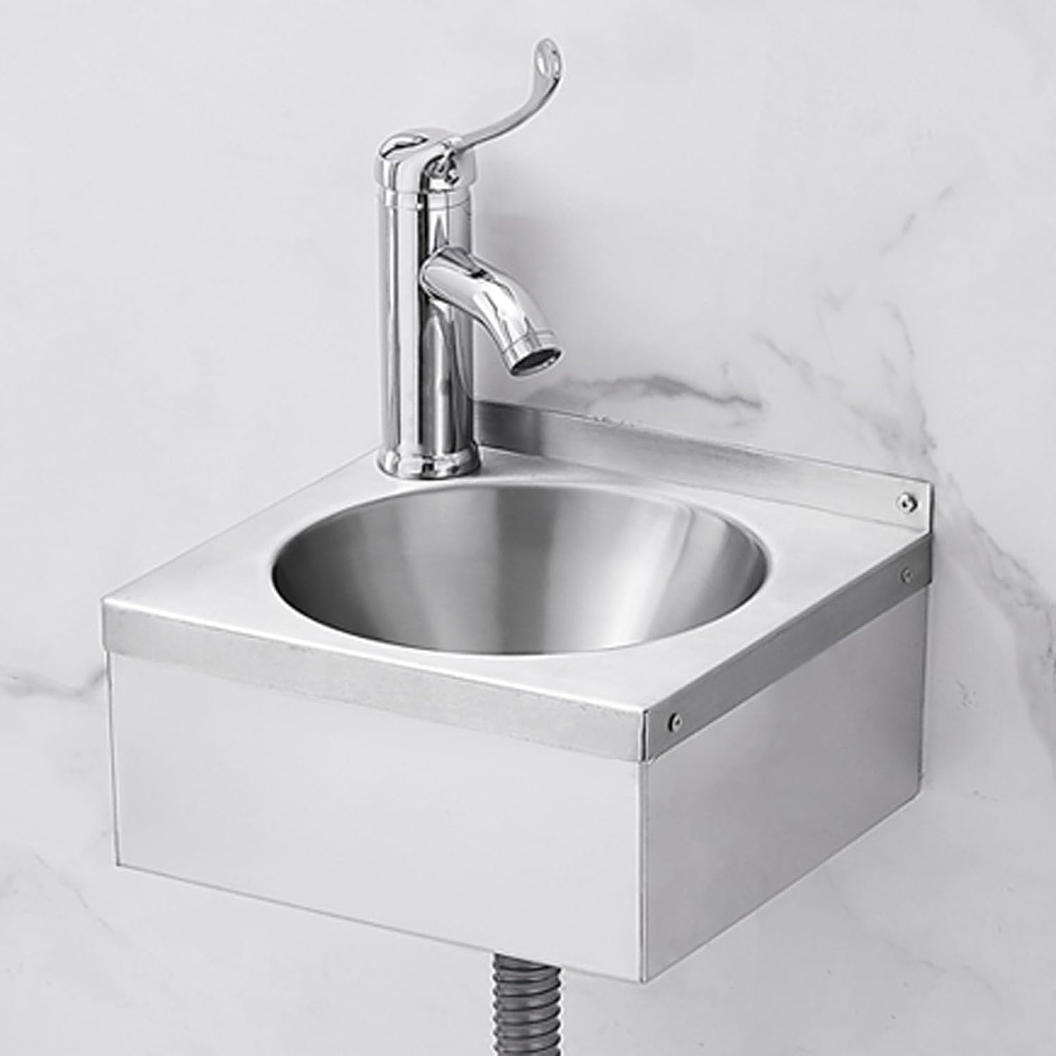 Wall Mounted Sink 304 Small Kitchen Sink Stainless Steel Hand Wash Basin Easy Installation Campervan Sinks, Utility Sinks for Garage Kitchens Bars(Silver 30x27x13.5cm)
