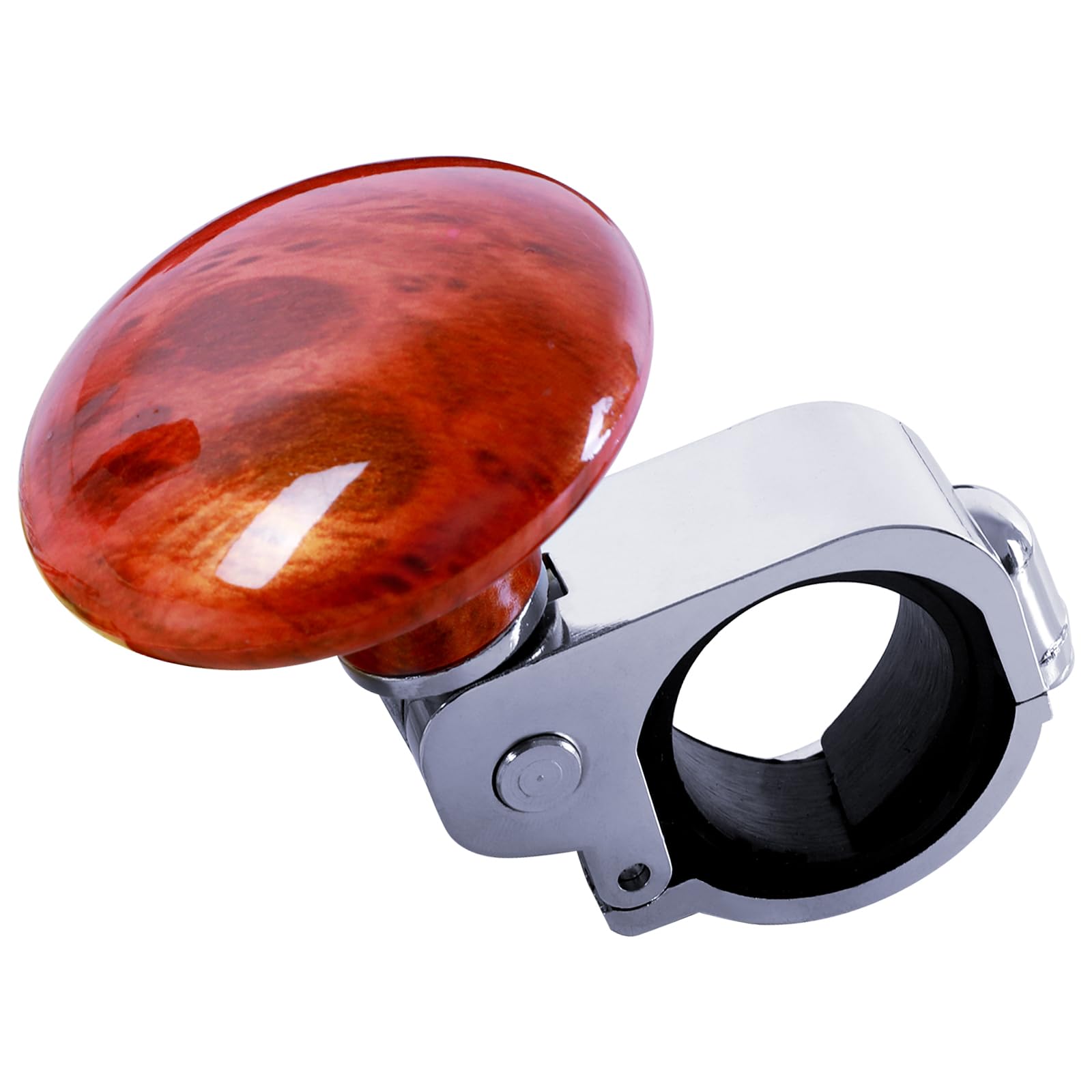 AICARS Car Steering Wheel Spinner Knob ABS Head Metal Ring Brown