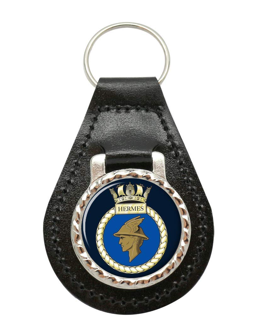 Giftshop UK HMS Hermes, Royal Navy Leather Key Fob