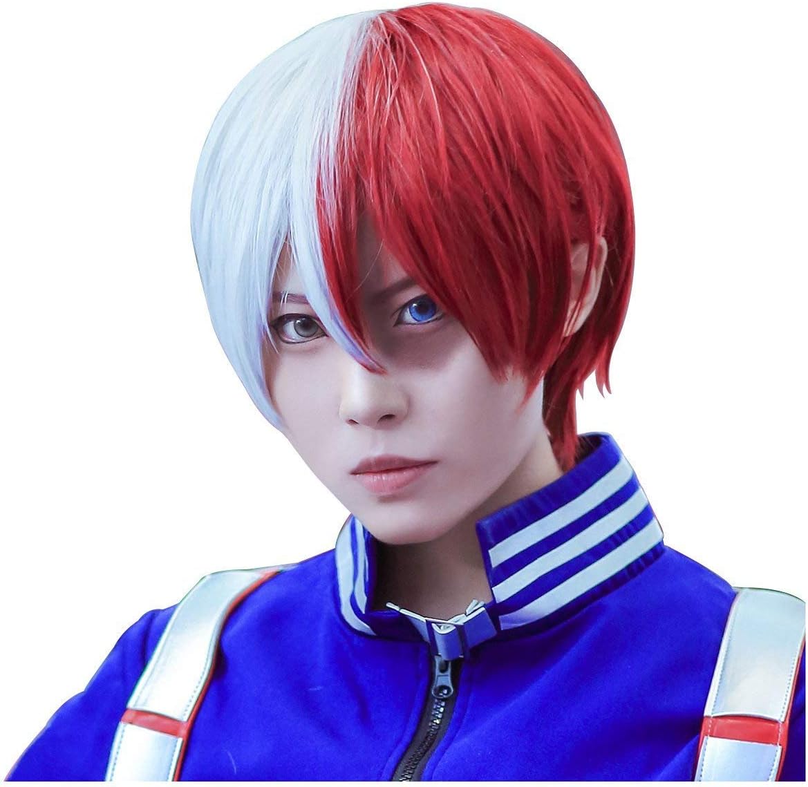 14” Unisex Anime Cosplay Wigs Halloween Costume Wigs Grey Red