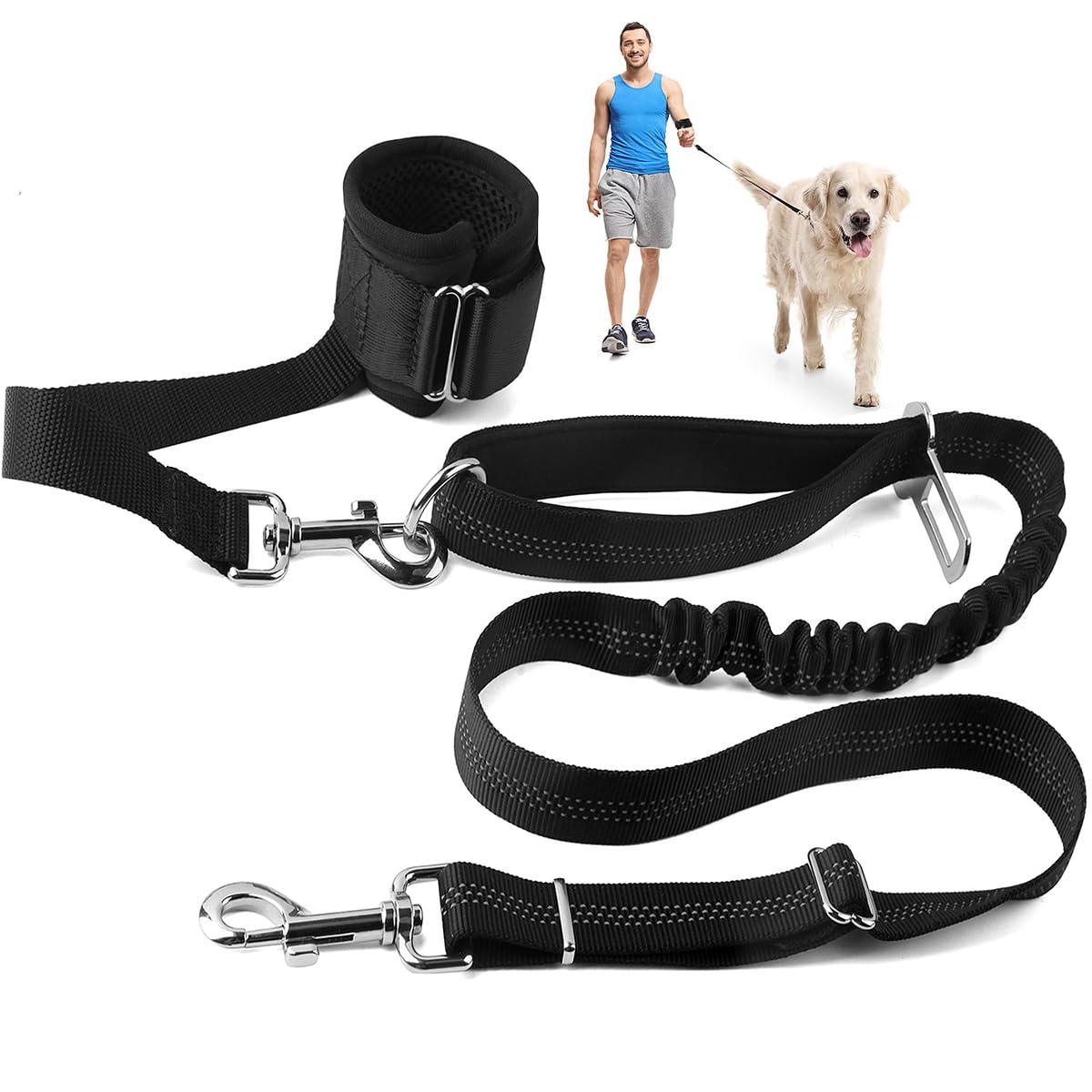 Hands Free Dog Leash With Wrist Strap Multifunctional Dog Leash