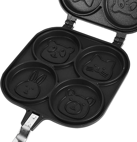 Miniatura 7 de Oumefar Sartenes de doble cara para hornear huevos, sartén antiadherente para tortillas, 4 tazas, con patrón de animales de dibujos animados, cocina