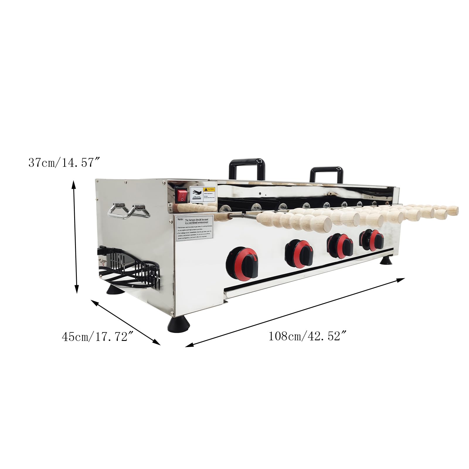 Banfluxion Commercial 220V Chimney Cake Maker Machine (50W) with 8 Rollers | LPG Oven for Chimney Cake Rolls & Cones | Restaurant & Home Use