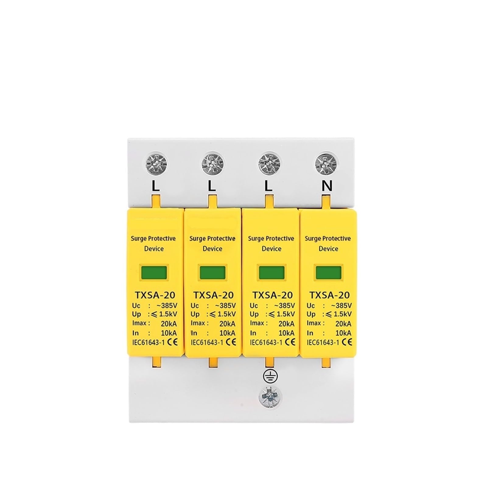 Protector contra sobretensiones y pararrayos Protector contra sobretensiones CA SPD 4P 275 V 385 V 420 V 20 KA 40 KA 60 KA Dispositivo de protección contra sobretensiones por rayos for el hogar(275V,1