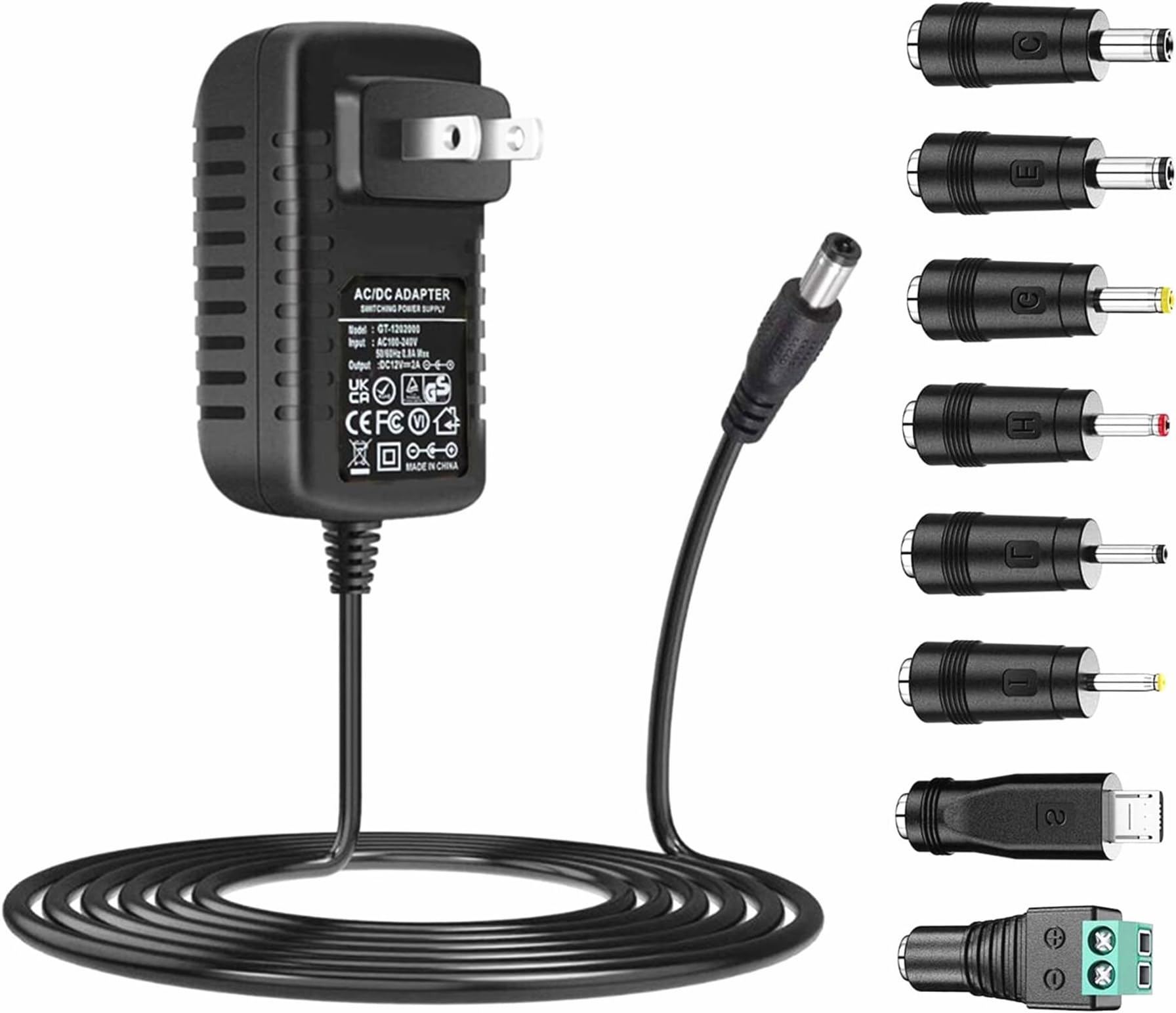 AC Adapter 9V 2A Power Supply AC110V to DC9V 2000mA 1500mA 1000mA 500mA Power Driver 8 DC Plug Tips 9 Volt Converter Inverter Charger Transformer ac dc Adapter