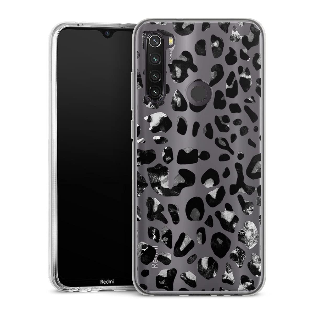 Custodia In Silicone Per Xiaomi Redmi Note 8T | Trasparente Con Effetto Occhio Di Gatto Nero | Cover TPU Anti-ingiallimento E Antiscivolo