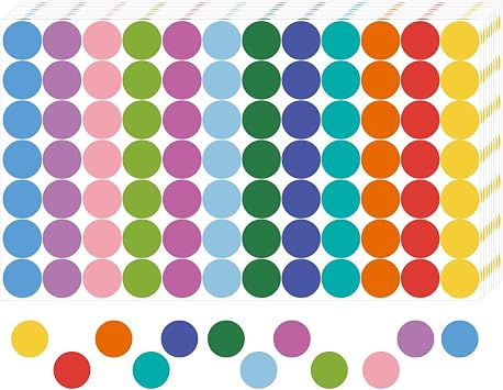 REGELETO 4200 PCS 0.75 Inch 12 Colors Round Colored Dot Stickers for Student Teaching Papers, Color Coding Labels, Circle Dots Stickers for Office and Classroom 25 Sheets