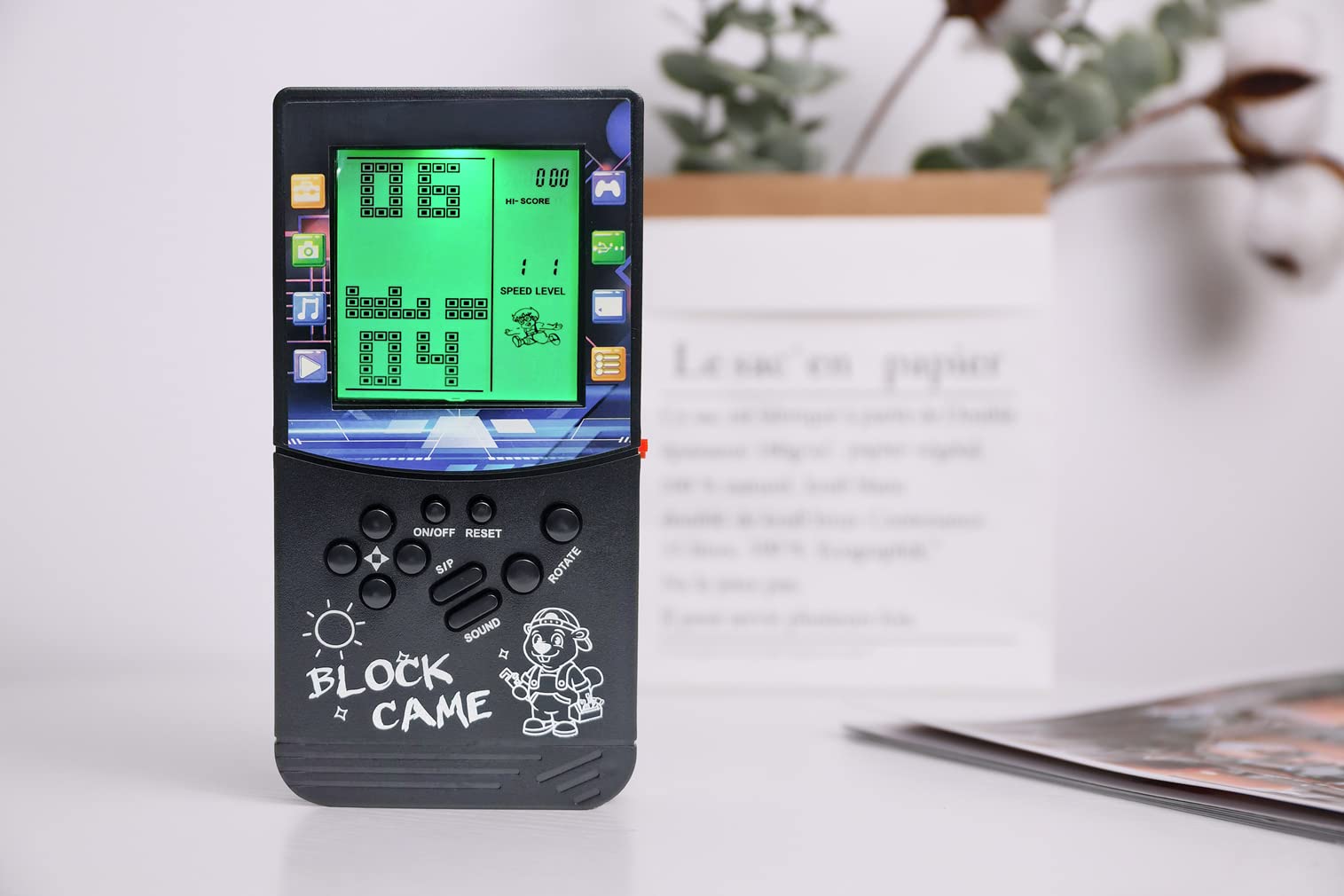 HLF New large screen brick game console green backlight built-in 23 multi-mode block games classic nostalgia puzzle speed and difficulty can be adjusted Suitable as a gift for kids (Black) - Image 4