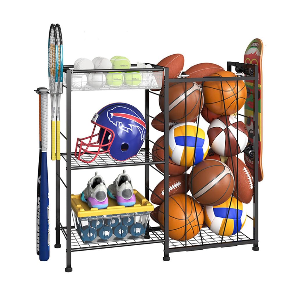 Support de basket-ball en métal et rack de rangement multisport