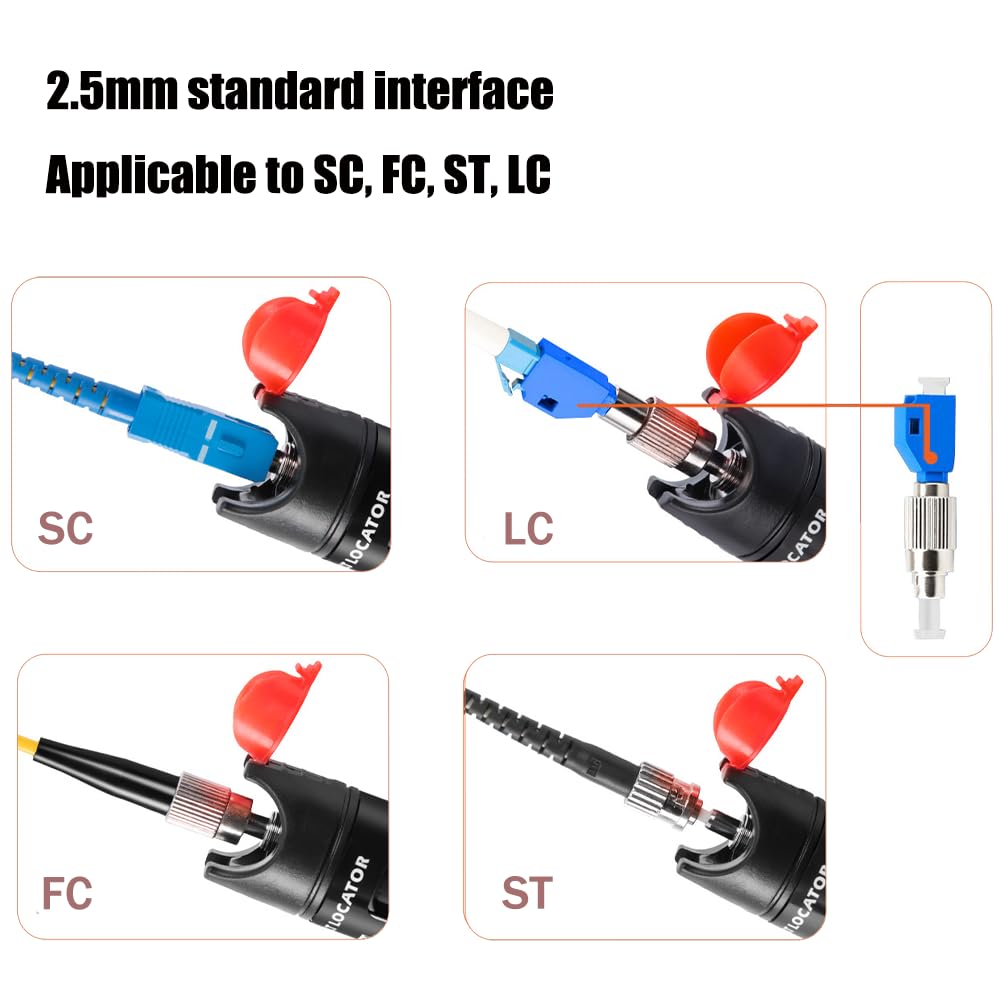 50mW Localisateur Visuel de Défauts, Photomètre Fibre Optique FTTH -70 dBm à +6 dBm, Testeur fibre optique avec Adaptateur FC-LC