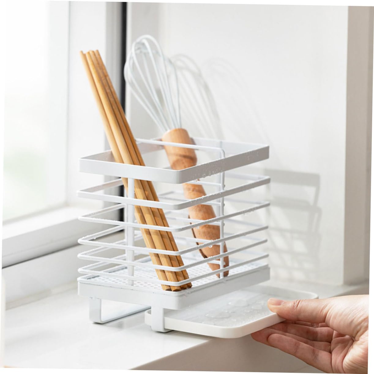 Hemobllo Support Mural pour Baguettes Multifonction sans Perçage Organisateur de Rangement pour Cuisine Étagère à Ustensiles Pratique et Adapté Aux Accessoires