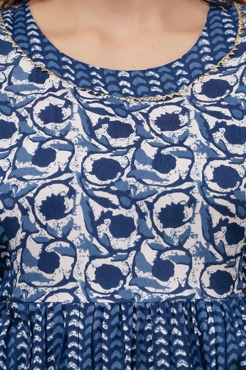 Image of Maternity Feeding Anarkali Kurti Dress for Women | Cotton Nursing Kurta with Both Side Zippers | Pregnancy & Nursing Wear | Comfortable Ethnic