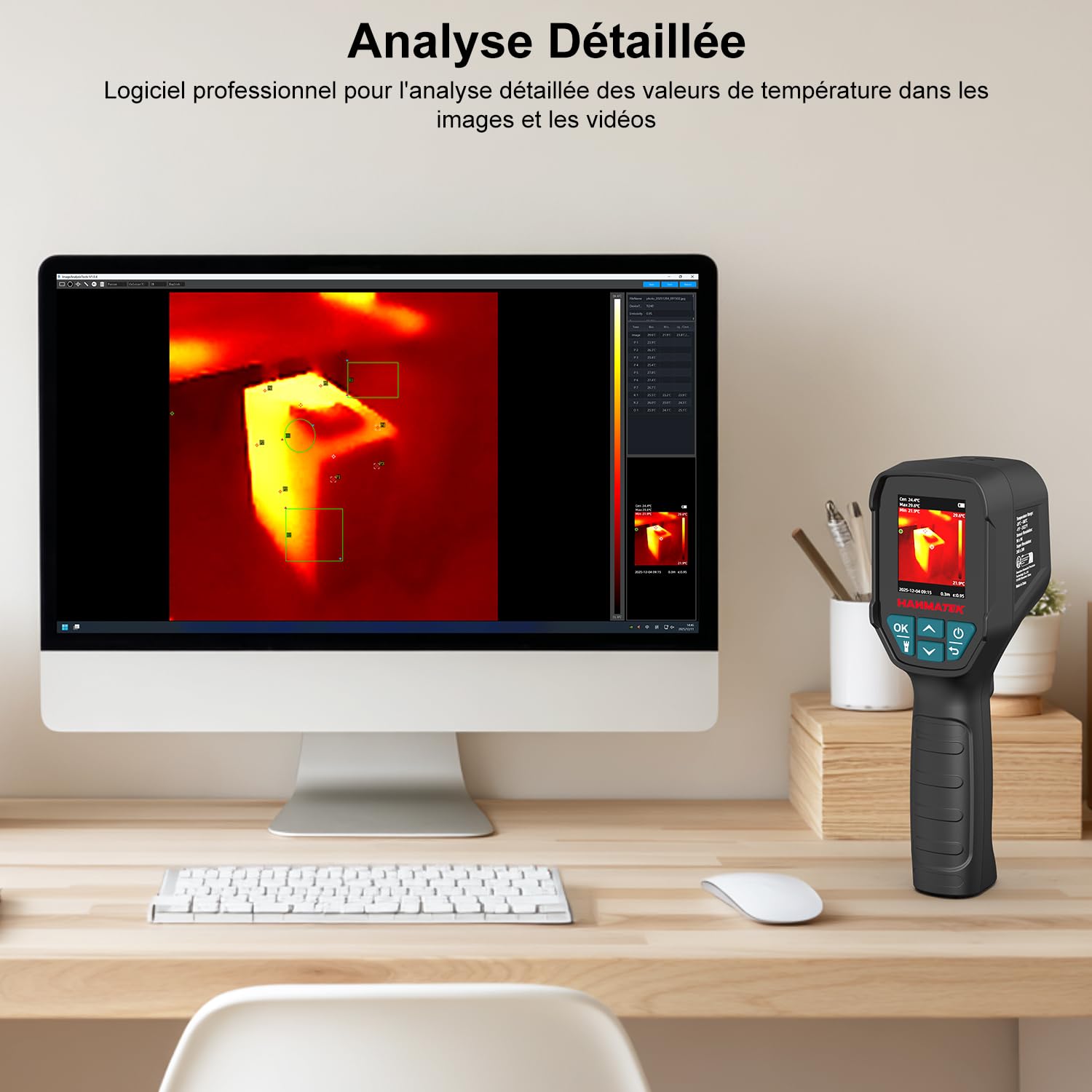 HANMATEK Caméra thermique Ti240 Outil d'imagerie pour anomalies de température et caméra thermique de chasse avec résolution de 240 x 240 pixels, plage de température de -68 °F à +752 °F, rechargeable