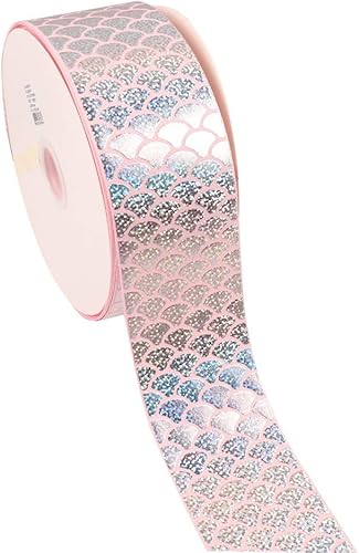 Miniatura 8 de Tvoip Cinta láser colorida impresa de sirena de 1 pulgada de 0.984 in, 10 yardas, materiales hechos a mano, decoración de fiesta de boda, cinta