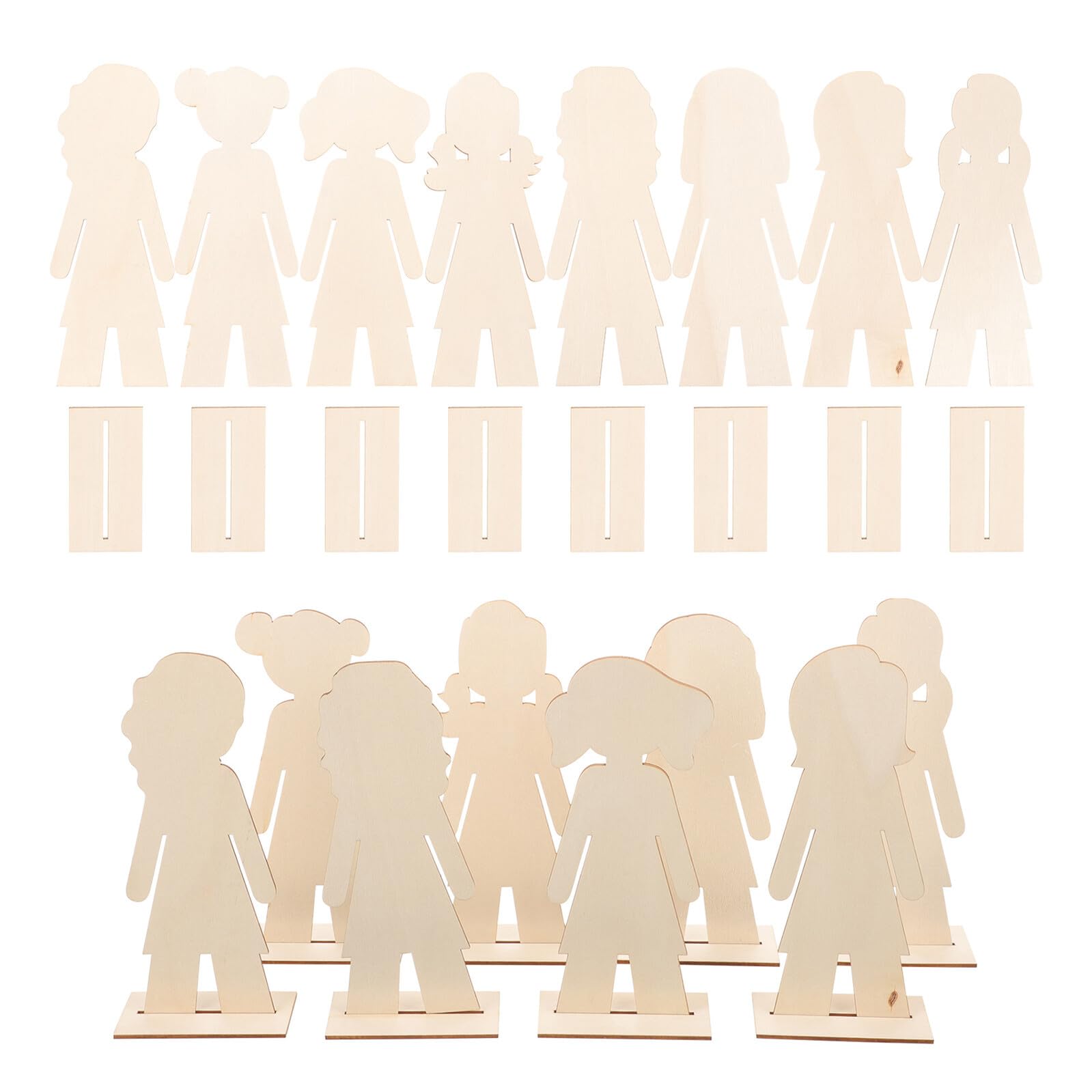 40 Unidades Figuras de Niña sin Pintar de Madera para DIY Adornos para Habitaciones Infantiles Proyectos Escolares y Decoración Festiva