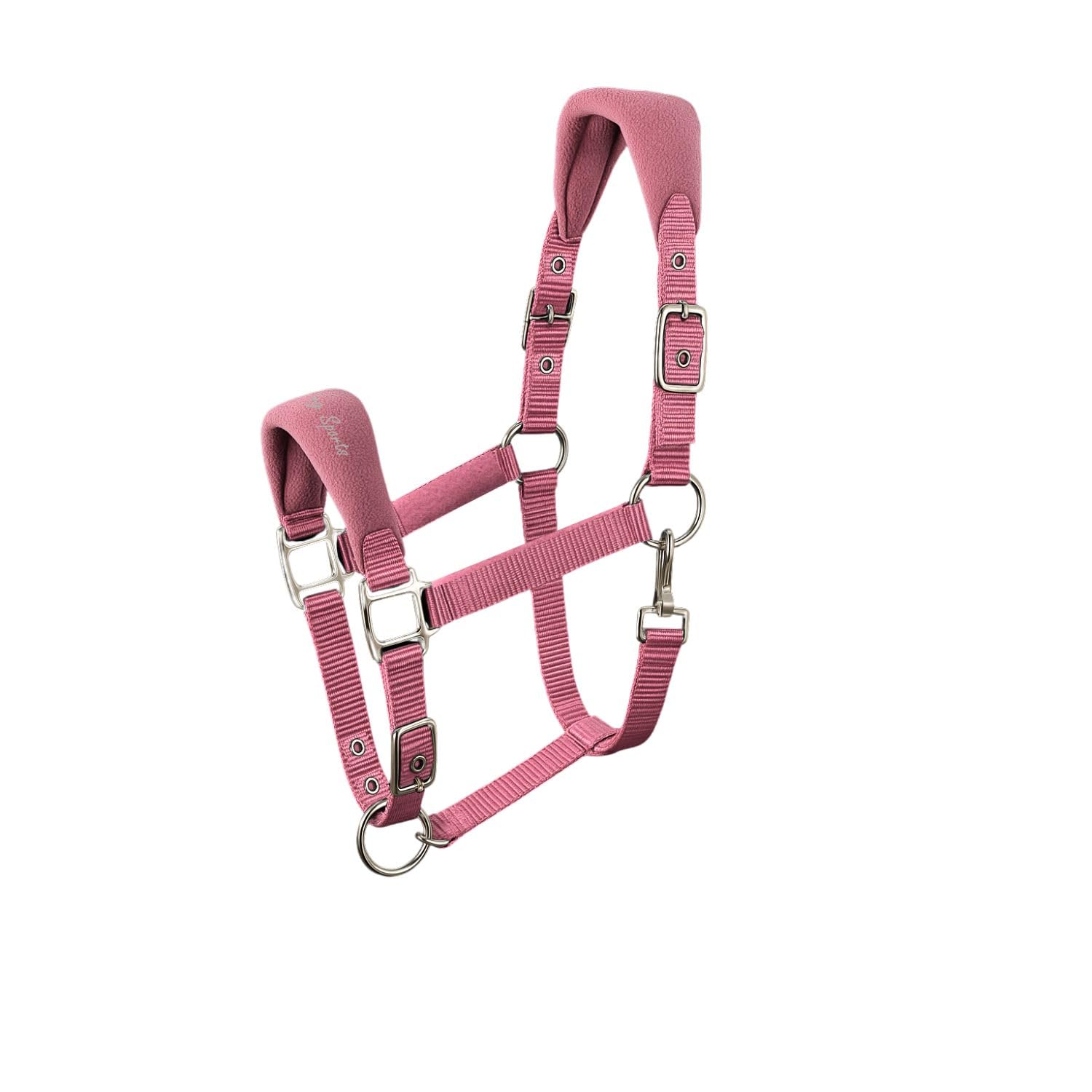AK Feather Soft Padded Horse Head Collar – Extra Comfort Padding, Adjustable Curb & Poll Straps – Gentle, Durable & Secure Halter for Horses AKRS-6070-01 (Pink, Cob/ (M))