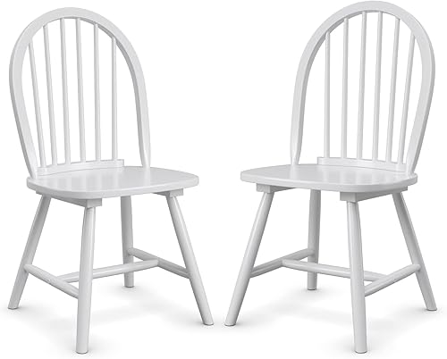 POWERSTONE Juego de 2 sillas de comedor, sillas Windsor de madera con respaldo de husillo, silla de comedor de granja, silla de cocina, color blanco disponible en Yaxa Colombia