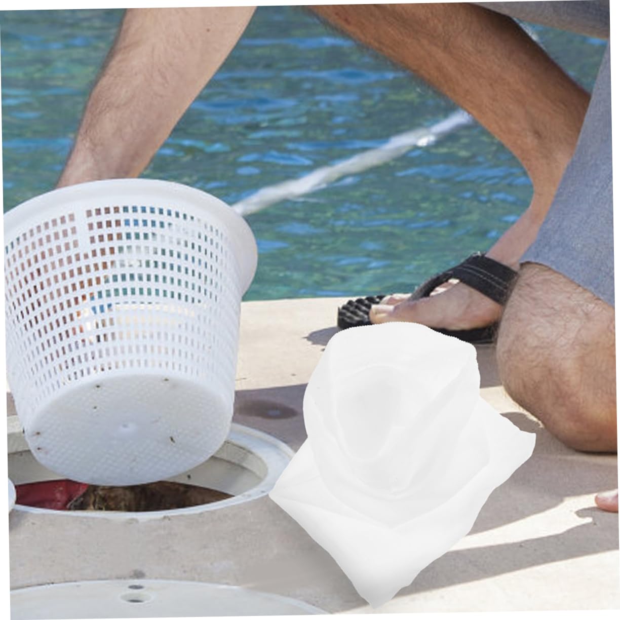 Yardwe Chaussettes de Skimmer Piscine 50 Pcs en Nylon Blanc pour Filtration