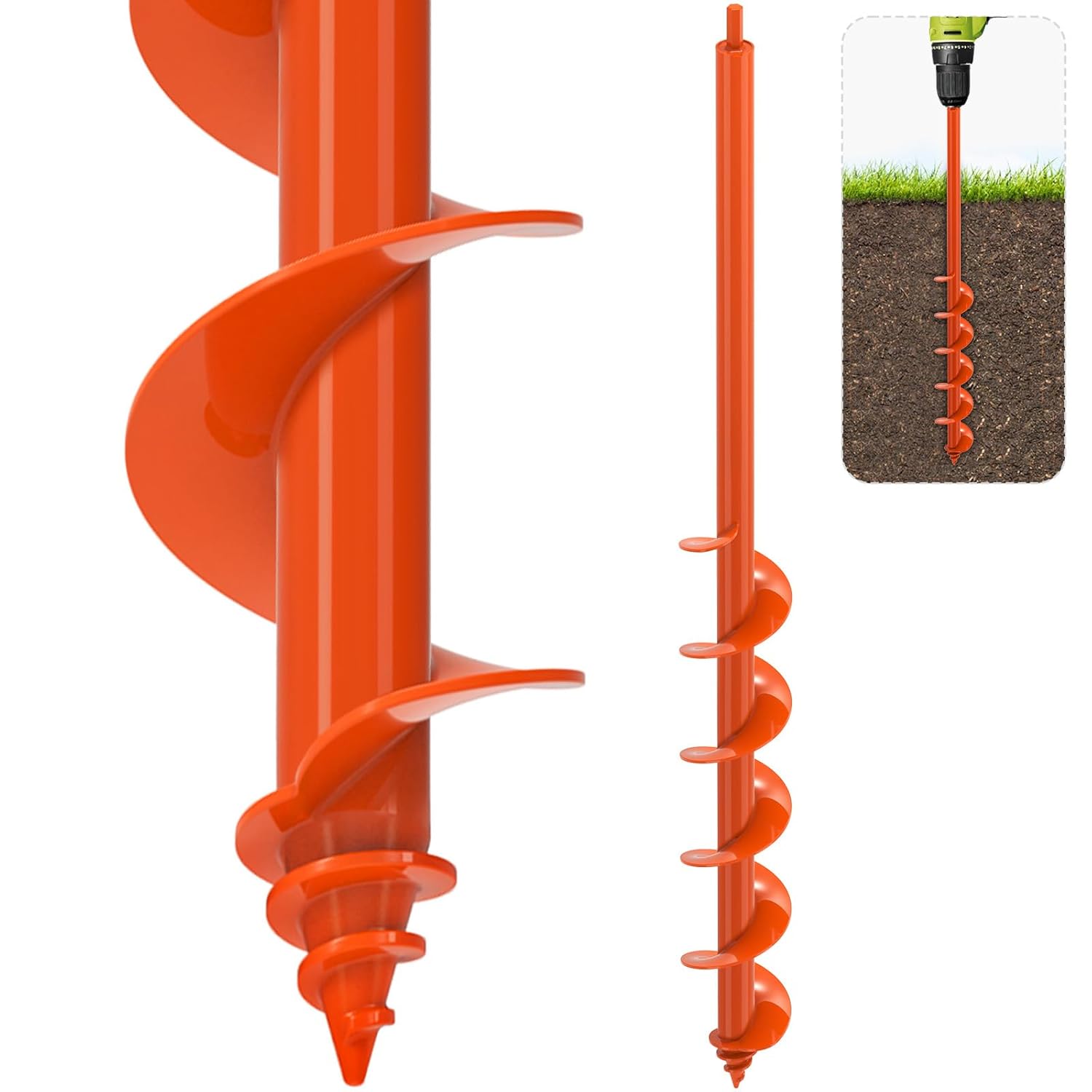 SELEWARE Auger Drill Bit for Planting - 3"x 32" Heavy-Duty Garden Auger Drill Bit, Fits 3/8" Hex Drive Drill - Bulb Planter Tool, Auger Post Hole Digger for Bulbs, Flowers, Fence Posts
