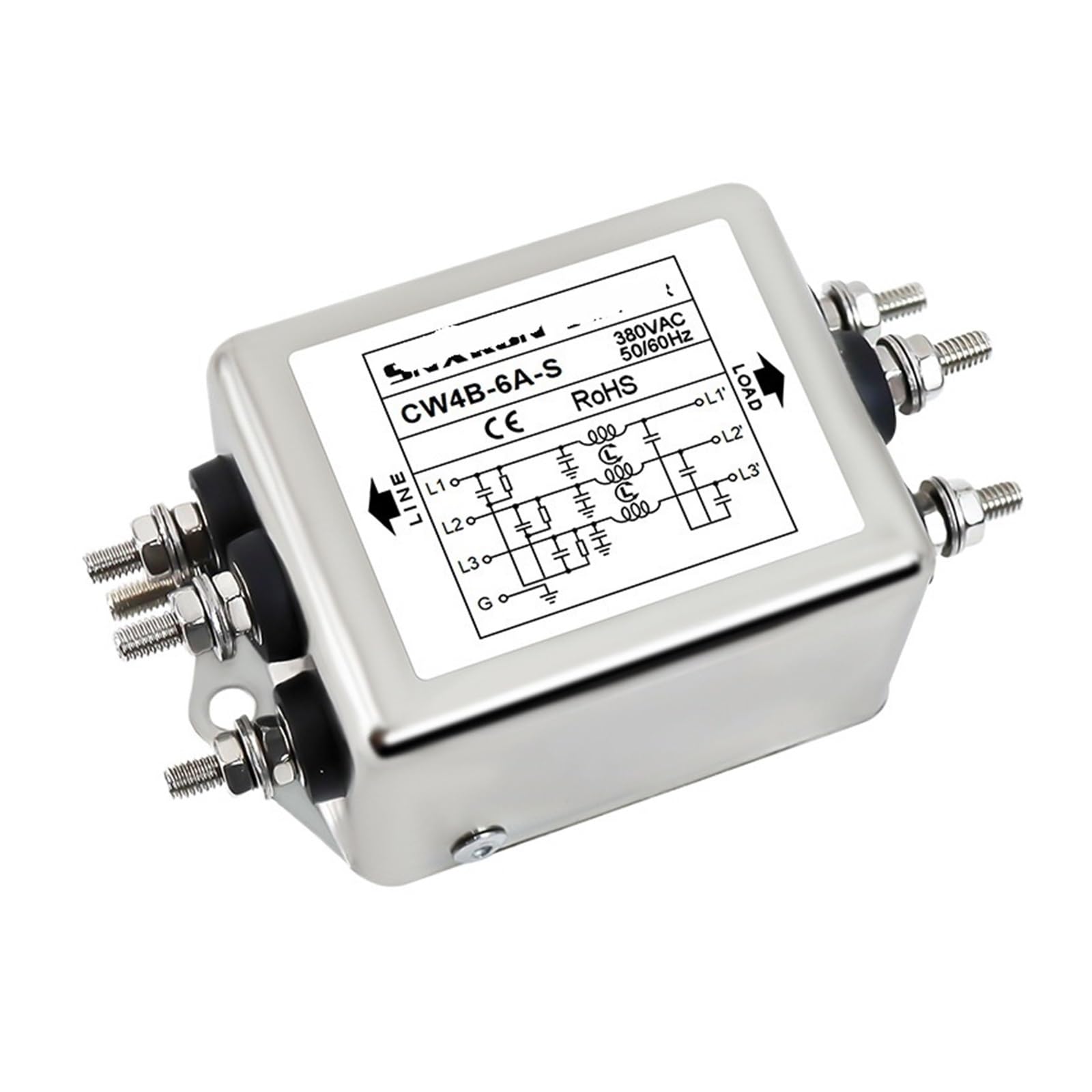 YTMJPQQJI 380V Three-Phase AC Filter CW4B-6/10/20/30A-S Three-Phase Small Bolt Type(CW4B-6A-S)