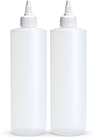 BRIGHTFROM 16oz Leakproof Condiment Squeeze Bottles, Twist Top Cap, BPA-Free Plastic - 2 Pack for Ketchup, Mustard, Sauces & Crafts