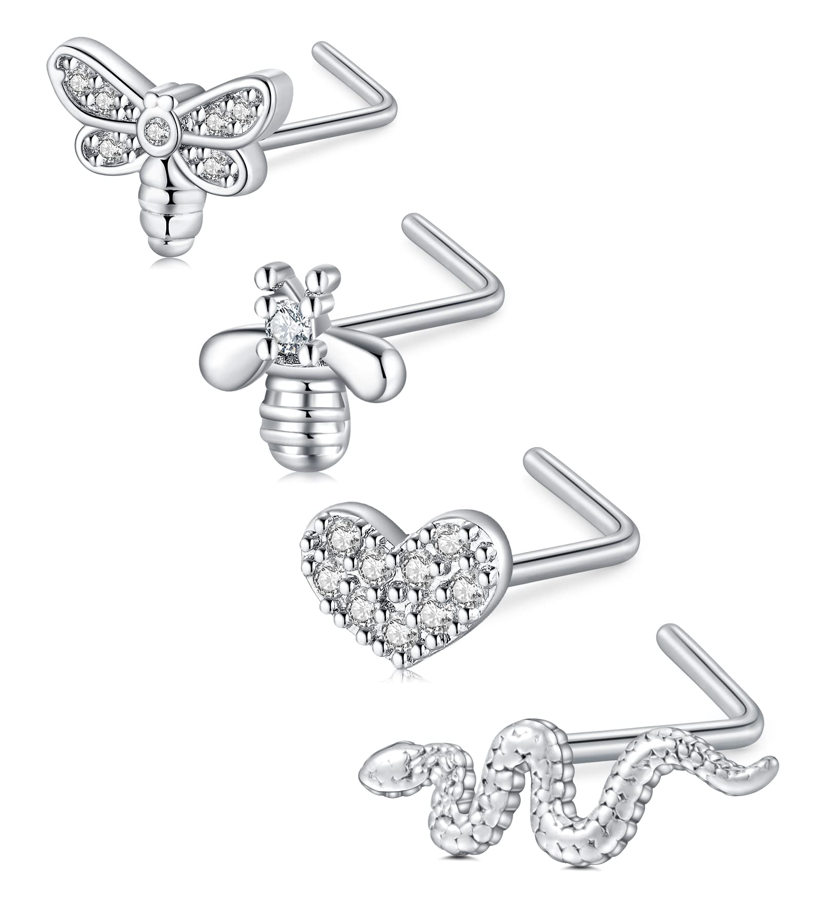incaton 0.8mm Piercing Naso Brillantino Acciaio Chirurgico 20G Nostril Piercing 30Pz Piercing Naso Anello Donna Anello Naso Piercing Gioielli