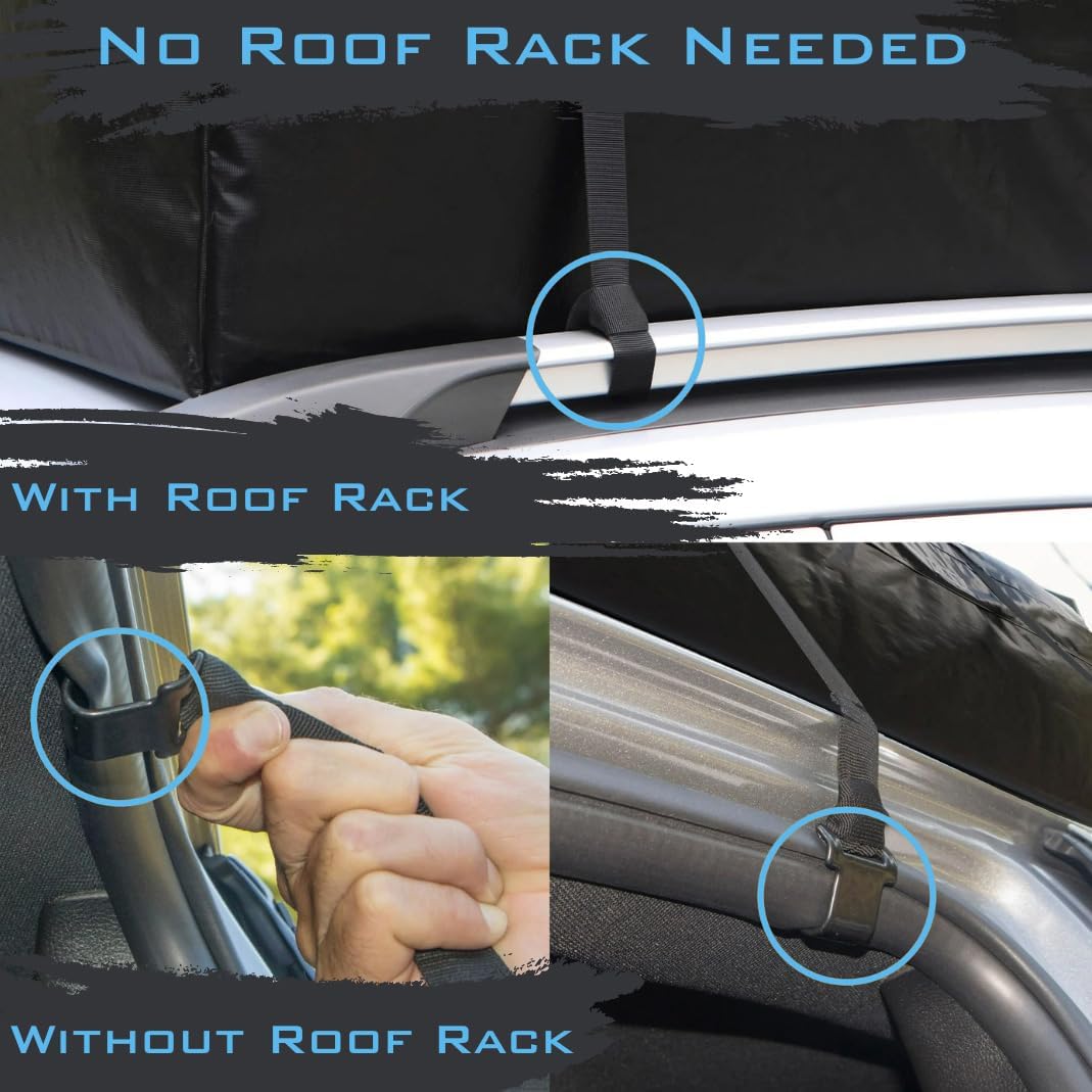 Journeyer 15 Cubic Feet Weatherproof Rooftop Cargo Carrier for Top of Vehicle, Attaches with or Without Roof Rack 40" L x 36" W x 18" H