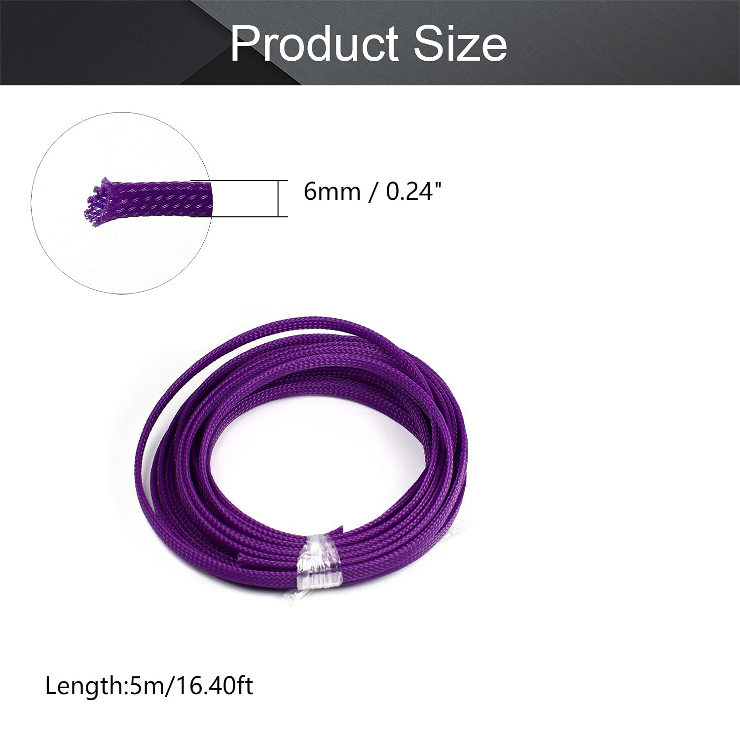 Othmro 1 manicotto per tenere in ordine i cavi, 5 m, organizer per cavi da scrivania, per cavi USB di TV/PC, protezione cavi per animali domestici, viola (larghezza: 6 mm)